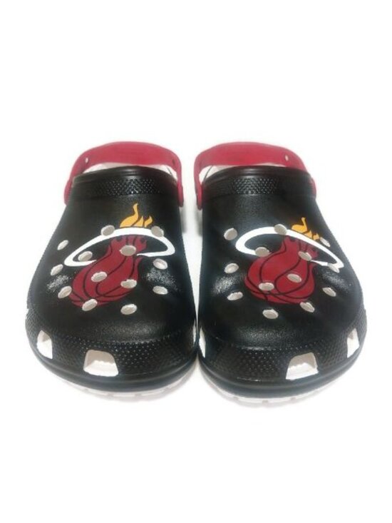 NBA Miami Heat Crocs Classic Clogs Mens Size 13 Black Red White Croslite Sandals